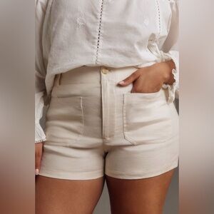 27. NEW! MAEVE by ANTHROPOLOGIE Plus Colette Linen Shorts in White Sz 16W